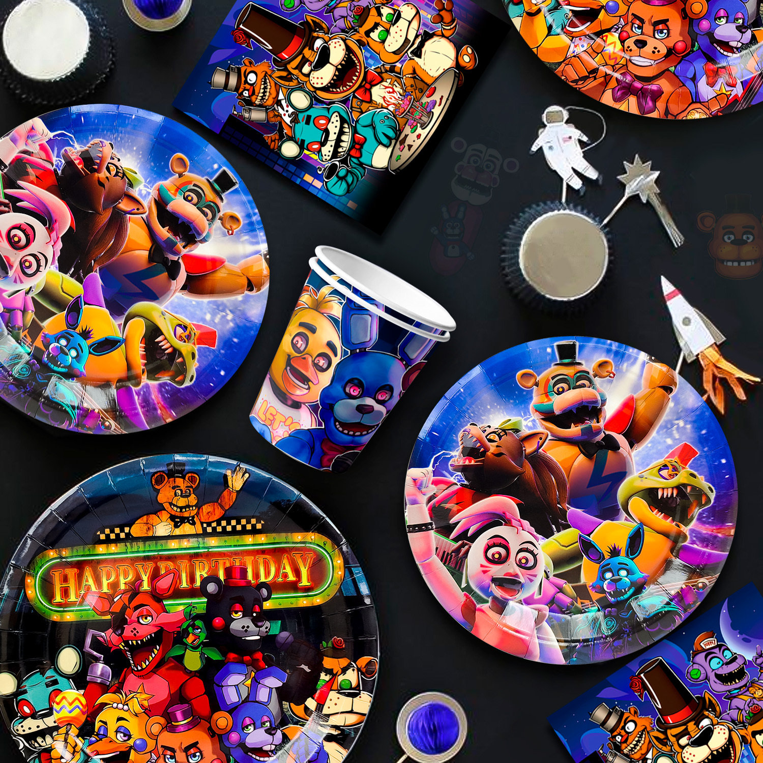 Dakota Fields Fnaf Birthday Party Supplies, 128pcs Five Nights at